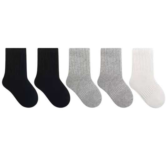 918 Kids High Crew Cotton Socks | 5 Pairs Same Color Set | Unisex | Breathable Durable Cotton | Spring/Fall | Sizes 2–15 Years