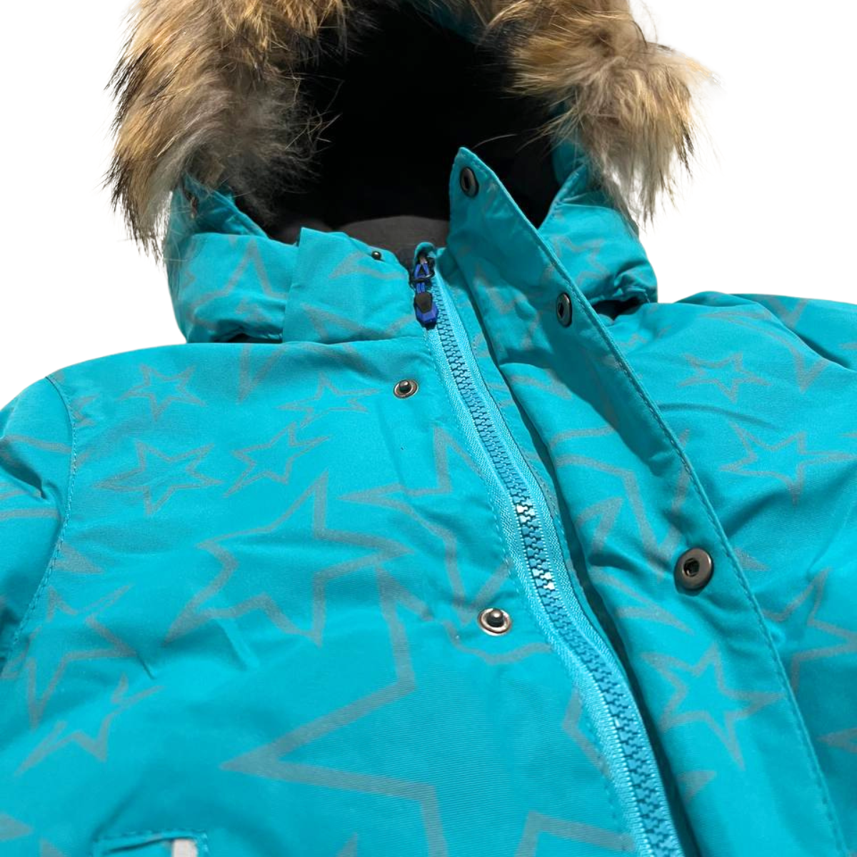 870 Boys Winter Snowsuit Set in Membrane Fabric (Jacket & Bib Pants) with Reflective Star Print & Real Fur Hood | Fleece Lining | Sizes 2-6 Y | Up to -25°C (-13°F)