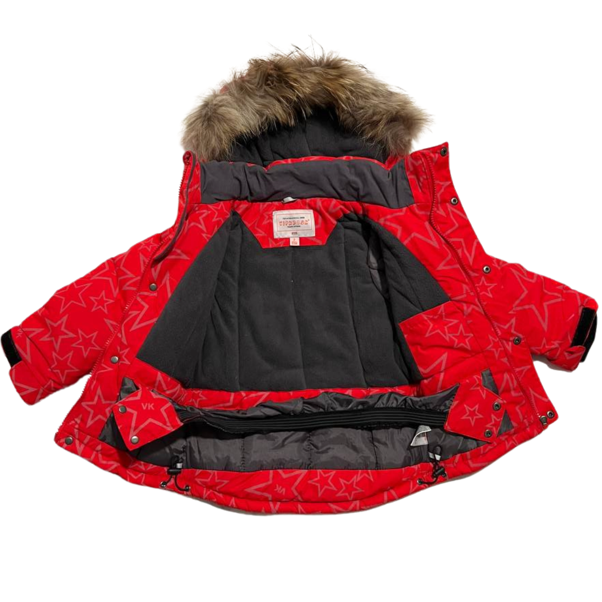 870 Boys Winter Snowsuit Set in Membrane Fabric (Jacket & Bib Pants) with Reflective Star Print & Real Fur Hood | Fleece Lining | Sizes 2-6 Y | Up to -25°C (-13°F)