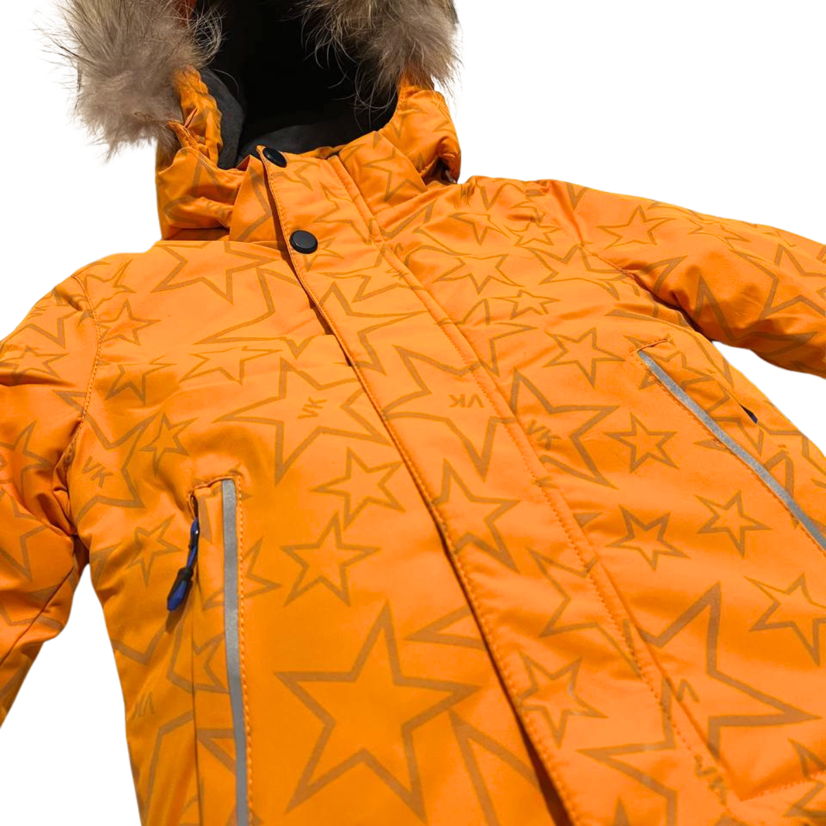 870 Boys Winter Snowsuit Set in Membrane Fabric (Jacket & Bib Pants) with Reflective Star Print & Real Fur Hood | Fleece Lining | Sizes 2-6 Y | Up to -25°C (-13°F)