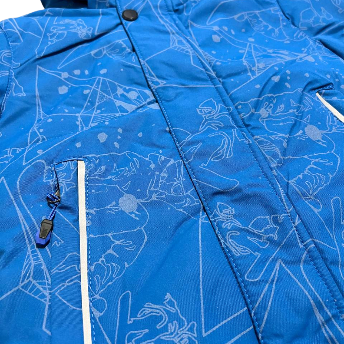 871 Boys Winter Snowsuit Set in Membrane Fabric (Jacket & Bib Pants) with Reflective Snowboard & Mountain Print & Real Fur Hood | Fleece Lining | Sizes 2-6 Y | Up to -25°C (-13°F)