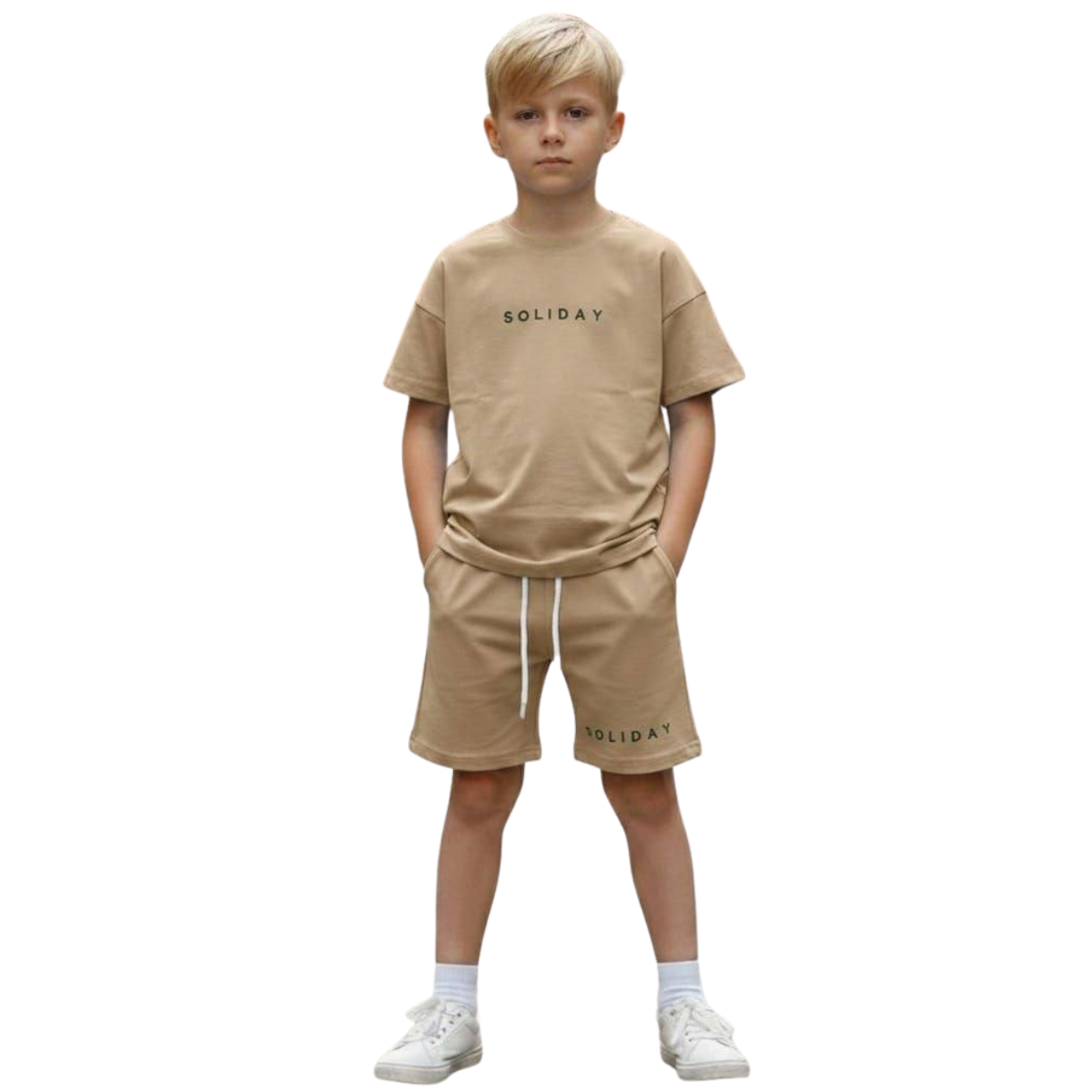 251 Unisex Summer Cotton Set – T-Shirt & Drawstring Shorts / Sizes: 4–14 years