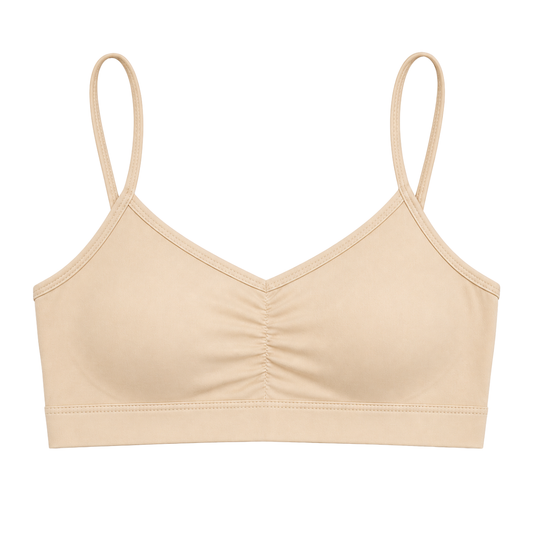 119 Girls Cotton Top Bra with Thin Straps & Removable Cups – Daily Wear & Dance/Gymnastics | Sizes 9–14 | Beige, White, Black | Biyo Kids Turkey