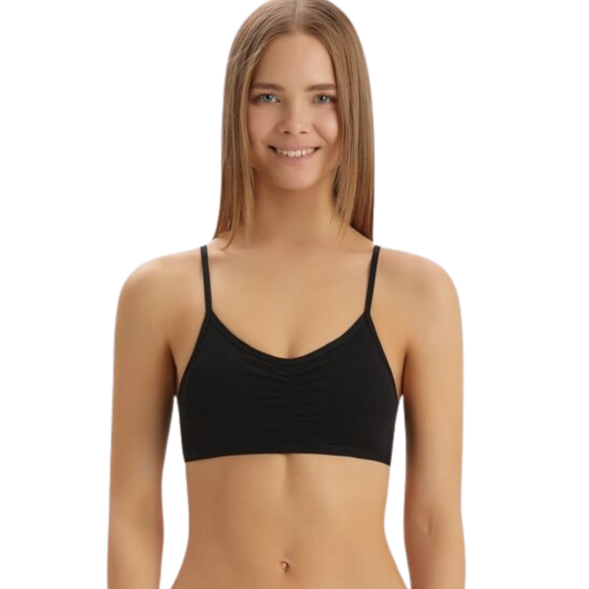 119 Girls Cotton Top Bra with Thin Straps & Removable Cups – Daily Wear & Dance/Gymnastics | Sizes 9–14 | Beige, White, Black | Biyo Kids Turkey