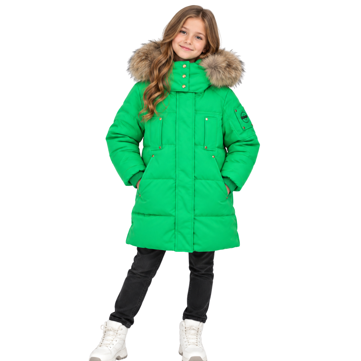 6200 Anernuo Girls’ Winter Jacket with Natural Fur Hood | Sizes 116–170 (5–16 Years) | Thinsulate Insulation | Fleece Lining | Mid-Thigh Length | Up to –35 °C
