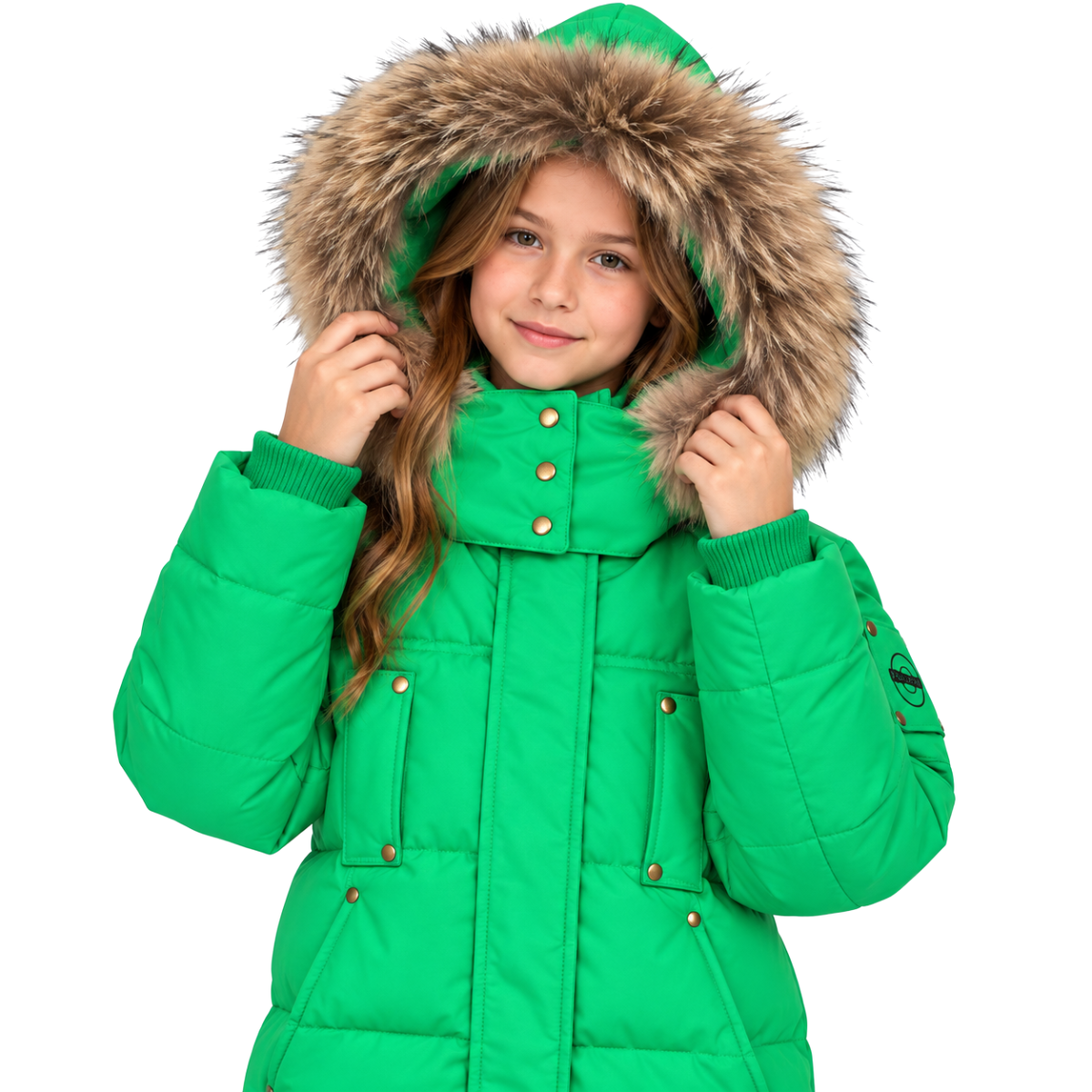 6200 Anernuo Girls’ Winter Jacket with Natural Fur Hood | Sizes 116–170 (5–16 Years) | Thinsulate Insulation | Fleece Lining | Mid-Thigh Length | Up to –35 °C