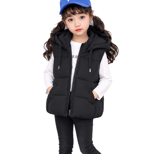 8801 Unisex Kids Hooded Puffer Vest – Lightweight Warm Quilted Sleeveless Jacket for Boys & Girls | Ages 3–4, 9-10 | Sizes 100, 140