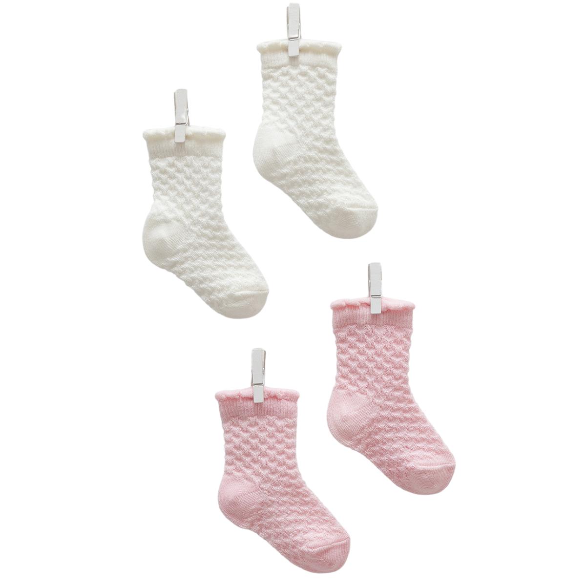 8307 Lace-Knit Summer Cotton Socks for Baby Girls – Breathable High Ankle Design | 2-Pack | Ages 0–6 Months