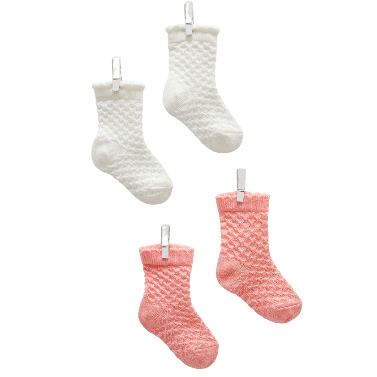 8307 Lace-Knit Summer Cotton Socks for Baby Girls – Breathable High Ankle Design | 2-Pack | Ages 0–6 Months