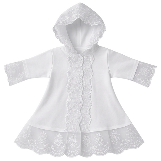 🕊 Christening Gown for Boys and Girls — White & Ivory | 100% Cotton with Lace | Ages 0–4 | Elegant Baptism Outfit