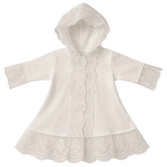 🕊 Christening Gown for Boys and Girls — White & Ivory | 100% Cotton with Lace | Ages 0–4 | Elegant Baptism Outfit