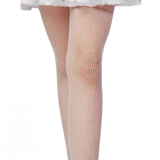 1200 Girls' Sheer Mesh Tights with Glitter – Silver or Multicolor Sparkles | Party &amp; Everyday Wear | Ages 1–10
