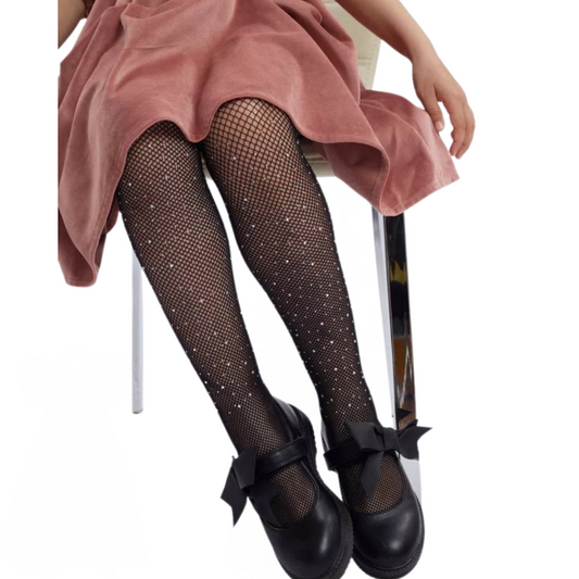 1200 Girls' Sheer Mesh Tights with Glitter – Silver or Multicolor Sparkles | Party &amp; Everyday Wear | Ages 1–10