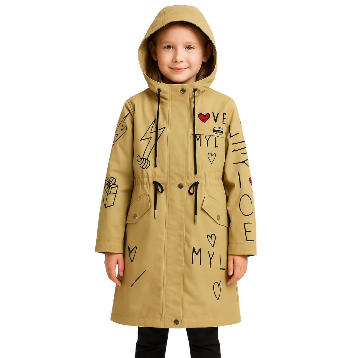 202 Girls' Lightweight Softshell Jacket with Fleece Lining – Waterproof Mid-Season Coat | Sizes 116–152 cm | Ages 5–12