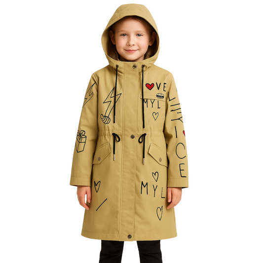 202 Girls' Lightweight Softshell Jacket with Fleece Lining – Waterproof Mid-Season Coat | Sizes 116–152 cm | Ages 5–12