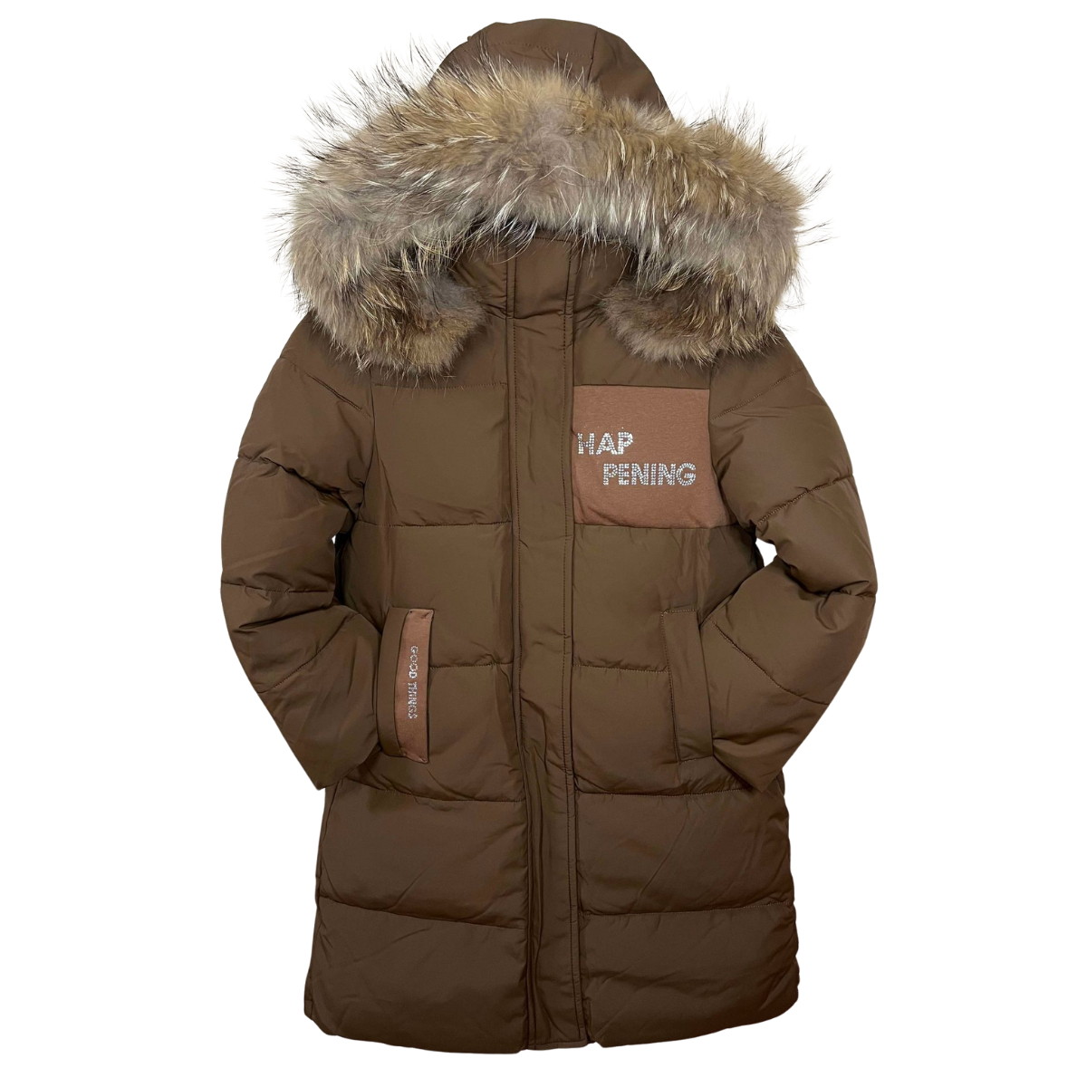 Anernuo Girls’ Winter Jacket with Natural Fur Hood | Sizes 146–170 (11–16 Years) | 164 = Adult XS, 170 = Adult S | Thinsulate Insulation | Fleece Lining | Knee-Length | Up to –35 °C