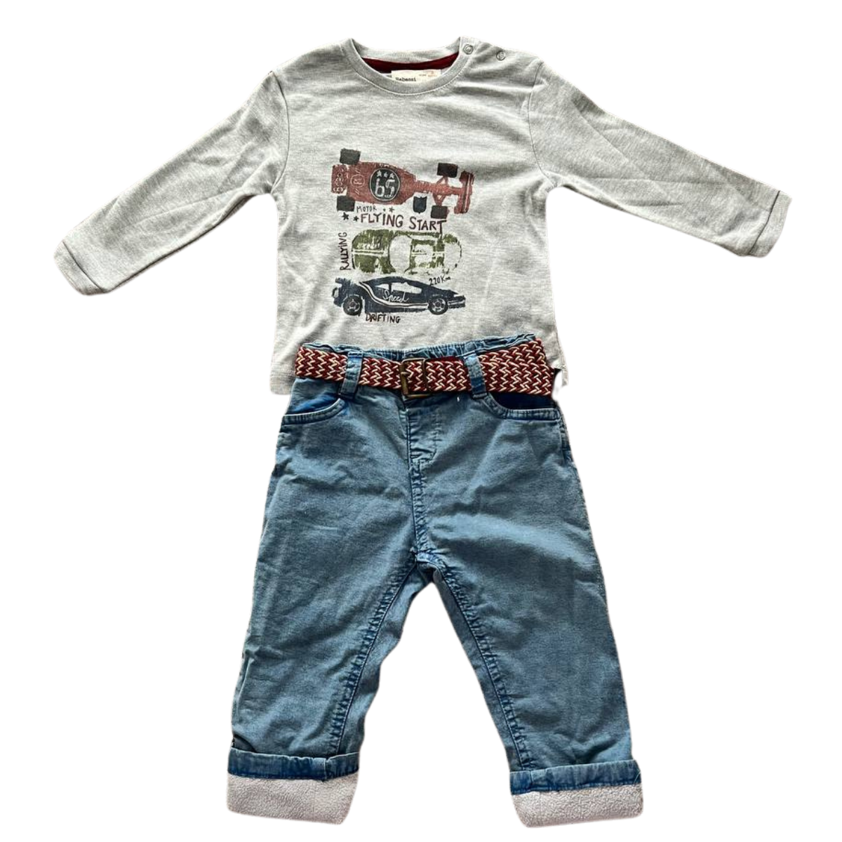 3120 Baby Boys 3-Piece Warm Set | Jacket, Jeans & Cotton Long-Sleeve Top | 6–18 Months | Made in Turkey | Fall/Winter