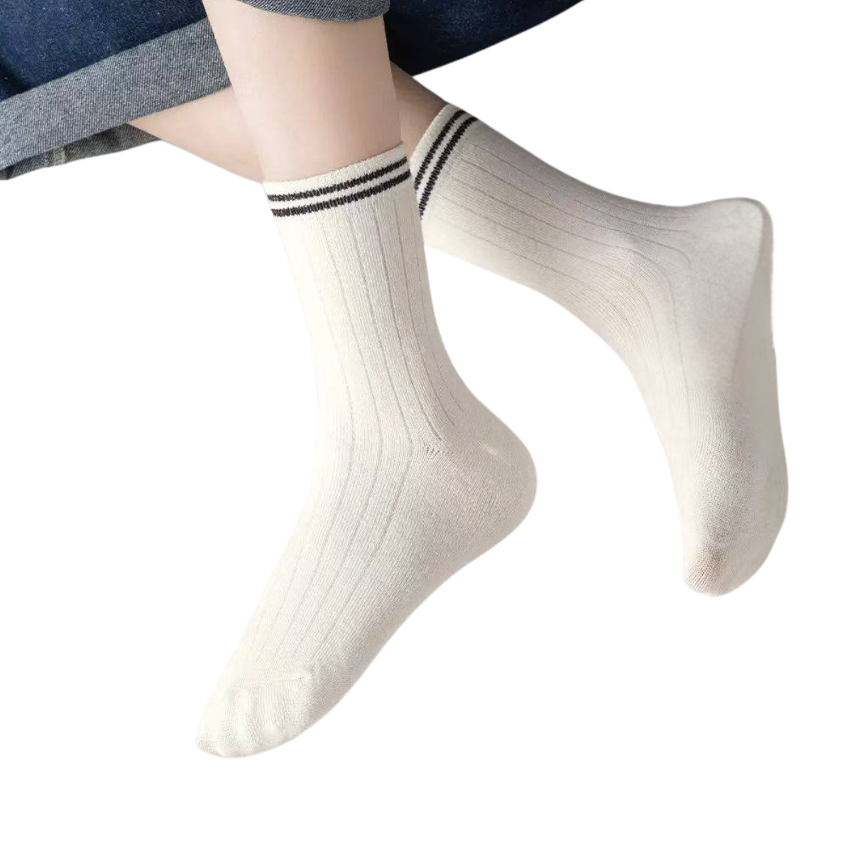 8265 Kids High Crew Cotton Ribbed Socks | 5 Pairs Set | Unisex | Breathable Durable Cotton | Spring/Fall | Sizes 2–15 Years