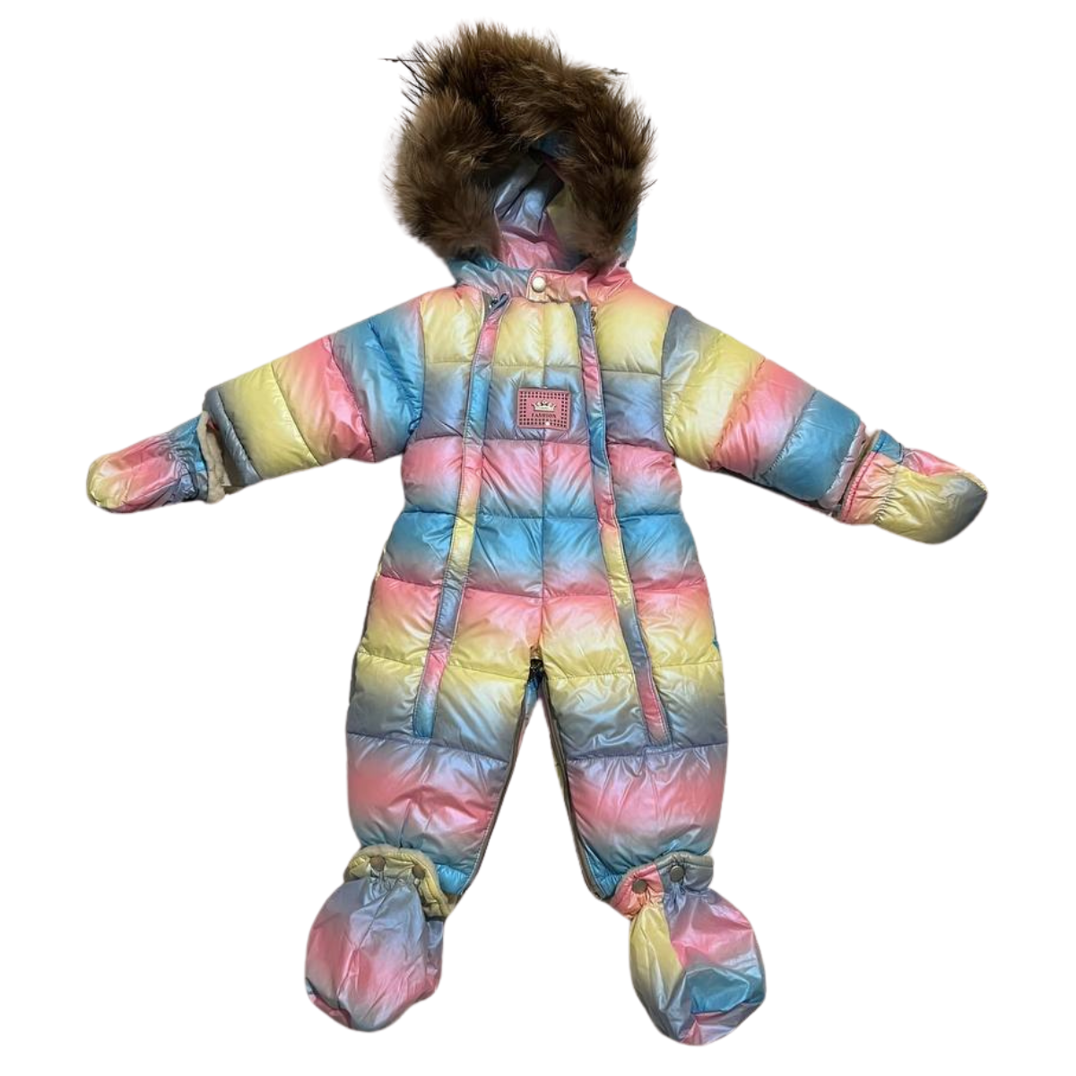 133 Winter Baby Girls Snowsuit Convertible | Bunting to Jumpsuit | Fleece Lining | Real Fur Hood | Very Warm | +5 to −25°C | 0–18 Months