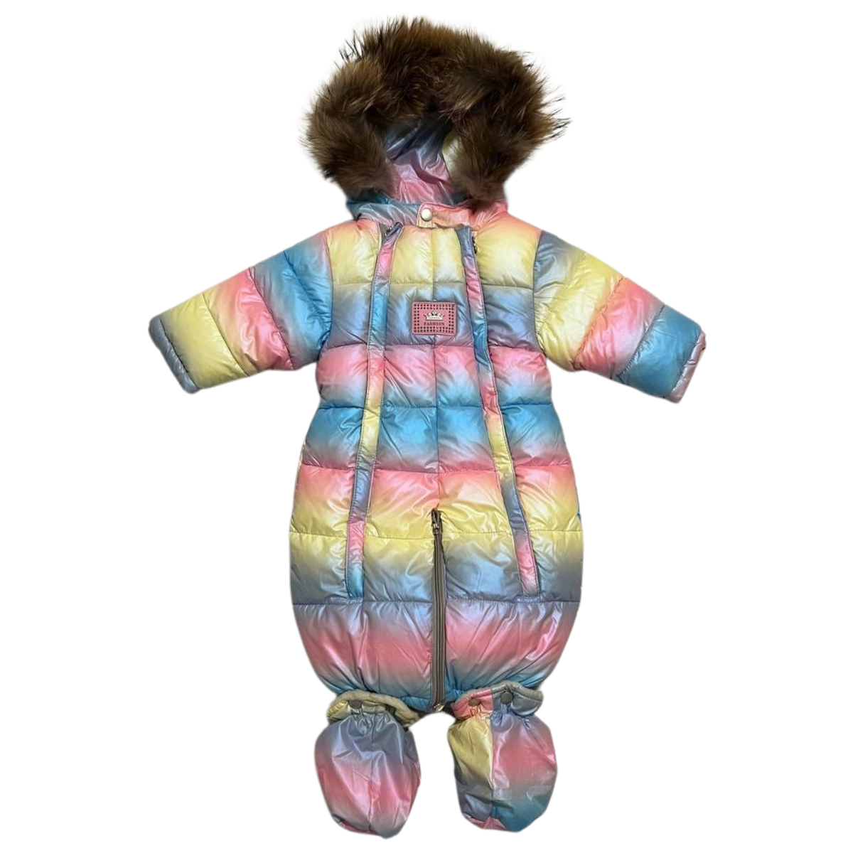 133 Winter Baby Girls Snowsuit Convertible | Bunting to Jumpsuit | Fleece Lining | Real Fur Hood | Very Warm | +5 to −25°C | 0–18 Months