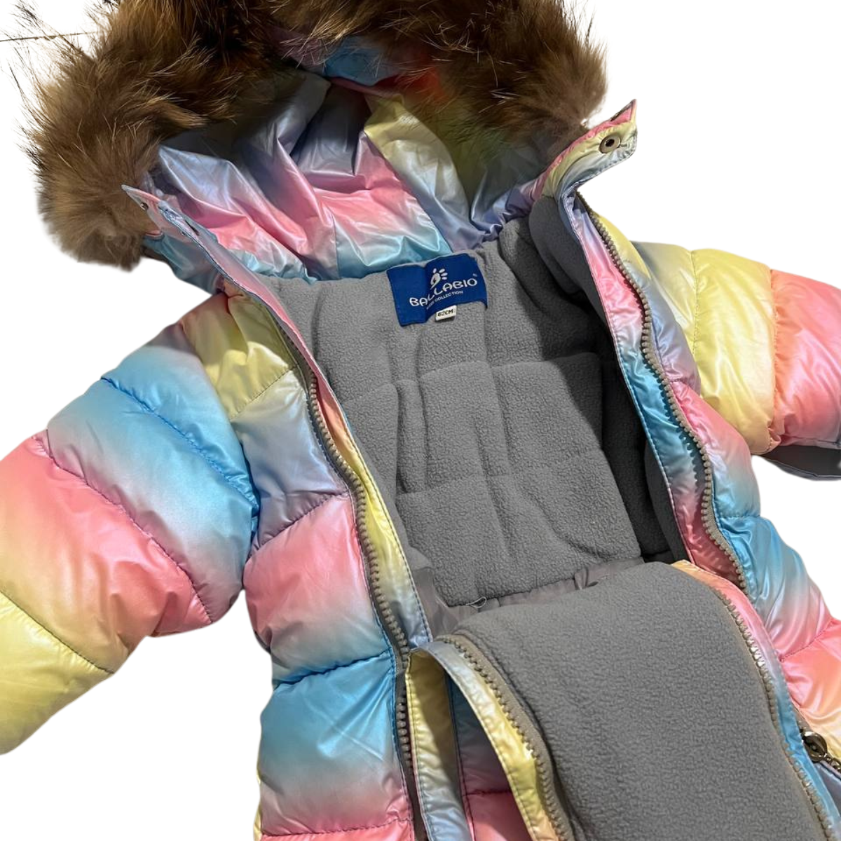 133 Winter Baby Girls Snowsuit Convertible | Bunting to Jumpsuit | Fleece Lining | Real Fur Hood | Very Warm | +5 to −25°C | 0–18 Months
