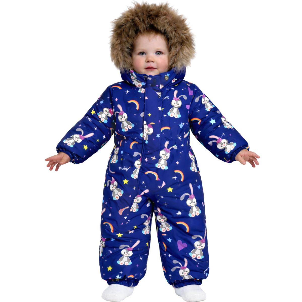 819 Winter Baby Girl Snowsuit with Natural Fur Hood | Fleece Lining | Membrane Fabric | Warm & Windproof | Last Size 86–92 cm (2 Years)