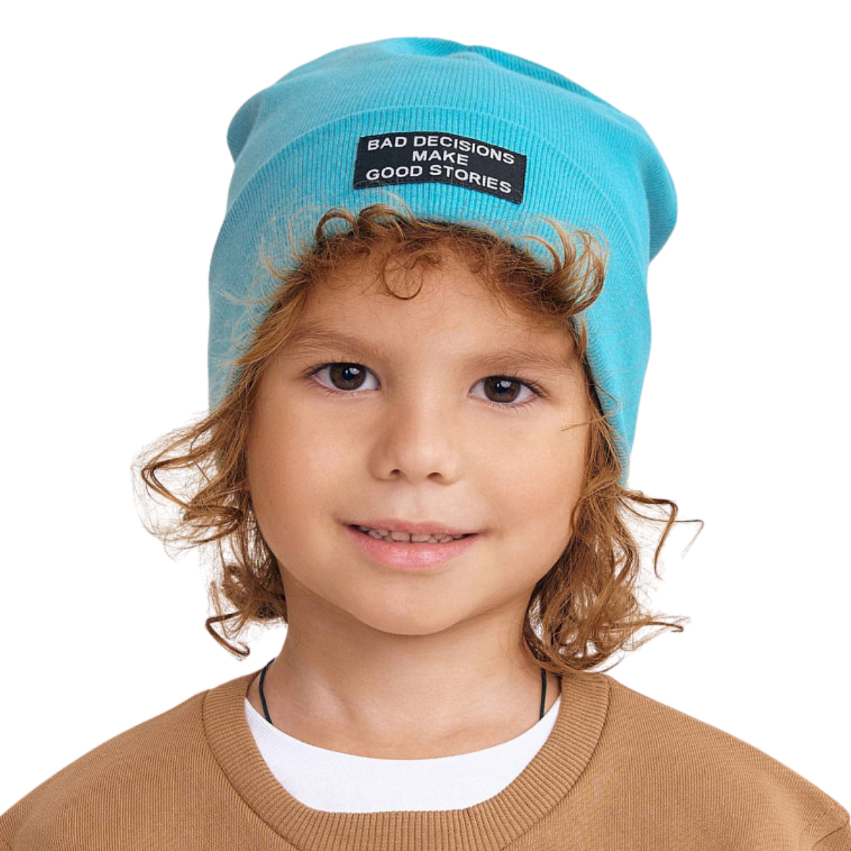 12165 Lightweight Kids' Cotton Beanie with Patch – Ribbed Knit Hat with Turn-Up | Unisex | Sizes 48–56 | Ages 9M–12Y | Spring & Summer