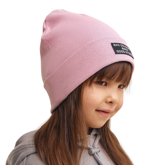 12165 Lightweight Kids' Cotton Beanie with Patch – Ribbed Knit Hat with Turn-Up | Unisex | Sizes 48–56 | Ages 9M–12Y | Spring & Summer
