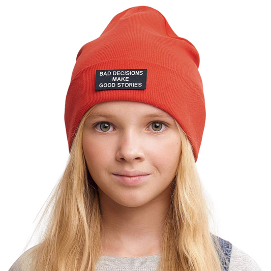 12165 Lightweight Kids' Cotton Beanie with Patch – Ribbed Knit Hat with Turn-Up | Unisex | Sizes 48–56 | Ages 9M–12Y | Spring & Summer