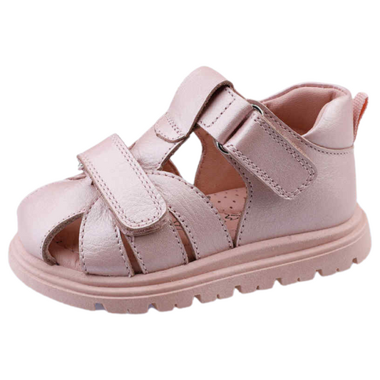 125826 Tiflani Anatomical Leather Sandals for Girls | Calfskin Inside & Out | Adjustable Velcro | Closed Heel & Toe | Sizes 21–30 | Made in Turkey