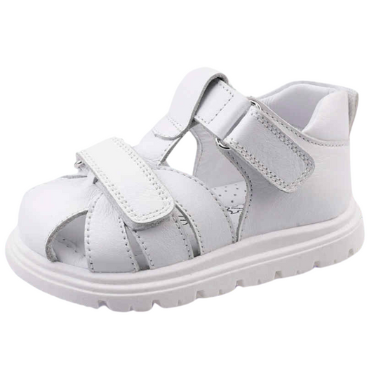 125826 Tiflani Anatomical Leather Sandals for Kids | Calfskin Inside & Out | Adjustable Velcro | Closed Heel & Toe | Sizes 21–30 | Made in Turkey