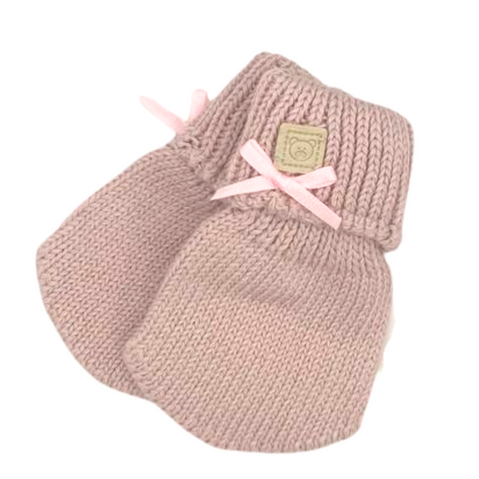 2335 Baby Girls’ Knit Mittens with Bow | 0–12 Months | Spring–Fall | Plus Weather