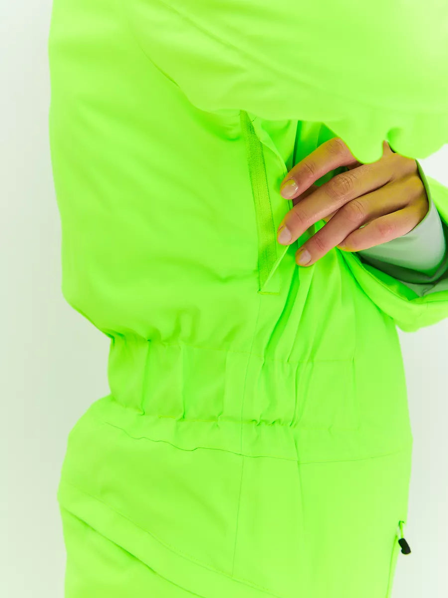 184313618 WHSROMA | Professional Ski Jumpsuit for Tall Teen Girls & Women | Neon Green with Faux Fur Hood | For Sports & Family Winter Activities | Up to −30°C (−22°F)