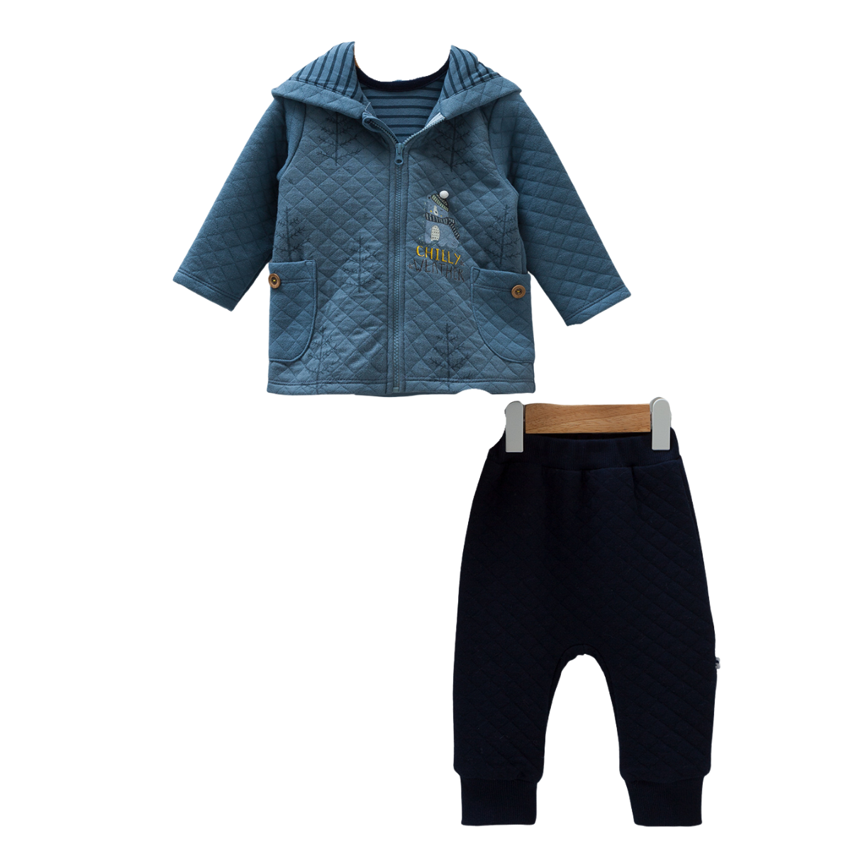 8366 Caramell Baby Boys’ 3-Piece Set – Hoodie, T-Shirt & Pants | 3–18 Months | Cotton | Turkey
