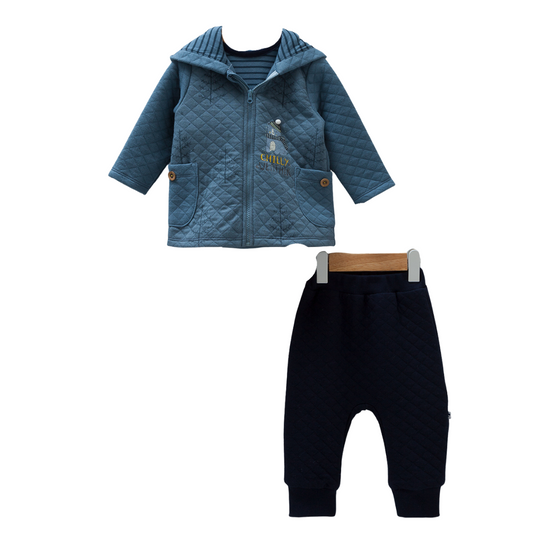 8366 Caramell Baby Boys’ 3-Piece Set – Hoodie, T-Shirt & Pants | 3–18 Months | Cotton | Turkey