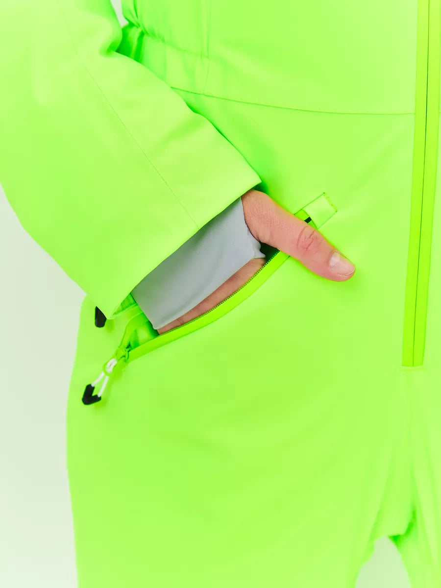 184313618 WHSROMA | Professional Ski Jumpsuit for Tall Teen Girls & Women | Neon Green with Faux Fur Hood | For Sports & Family Winter Activities | Up to −30°C (−22°F)