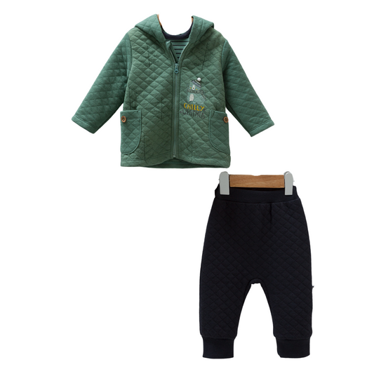 8366 Caramell Baby Boys’ 3-Piece Set – Hoodie, T-Shirt & Pants | 3–18 Months | Cotton | Turkey