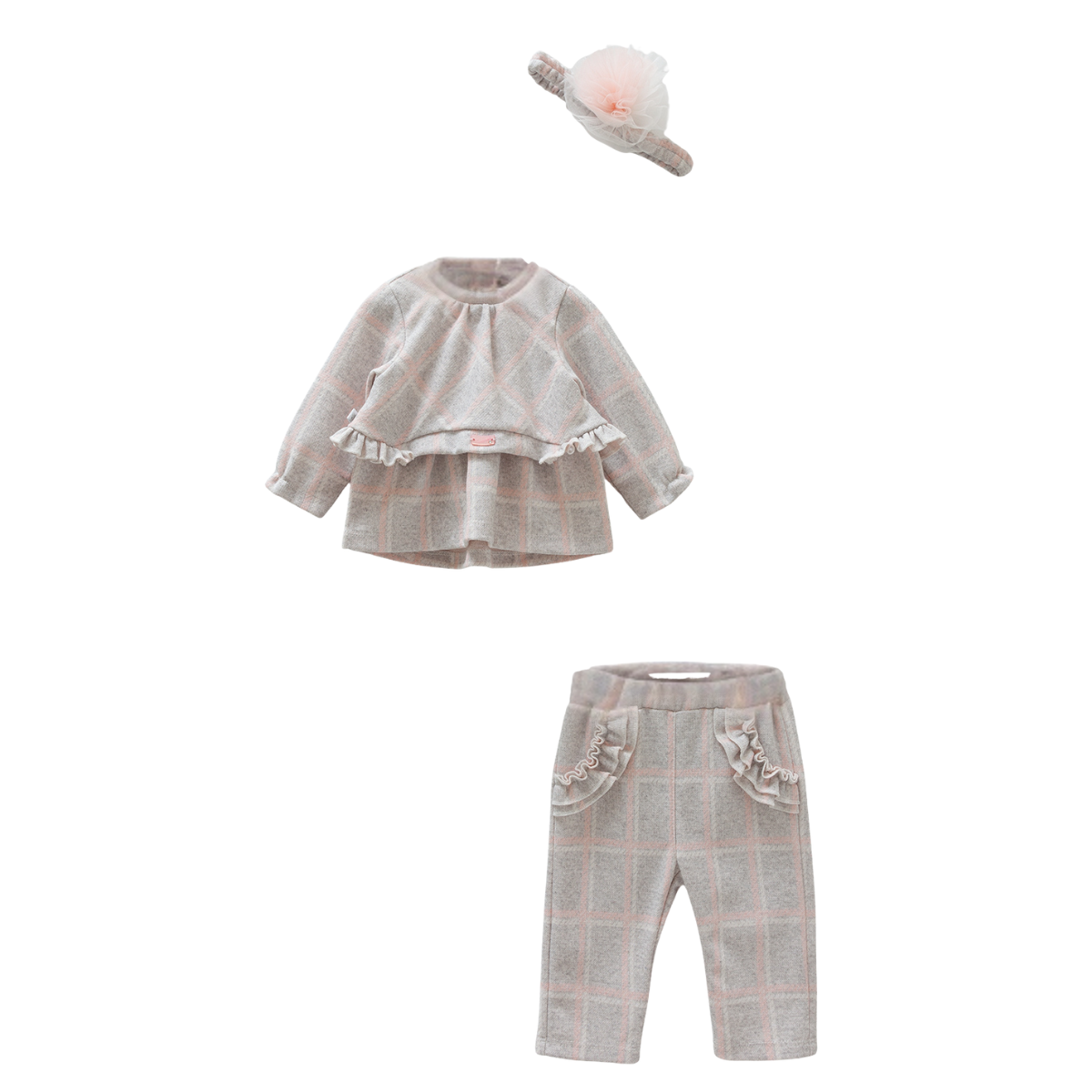 8535 Baby Girl 3-Piece Outfit Set – 100% Cotton | Sizes 62–74 cm | Made in Turkey