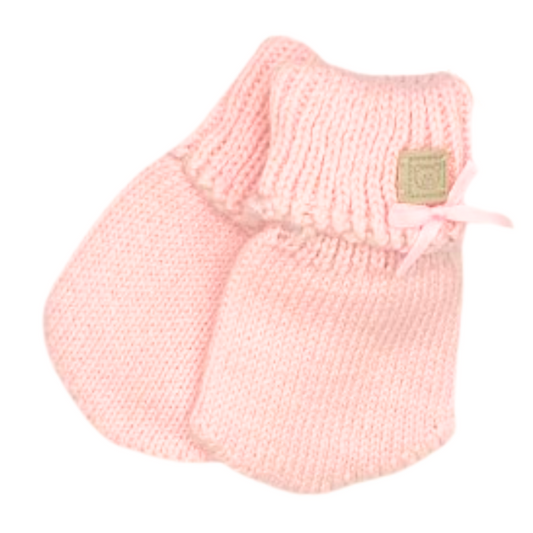 2335 Baby Girls’ Knit Mittens with Bow | 0–12 Months | Spring–Fall | Plus Weather