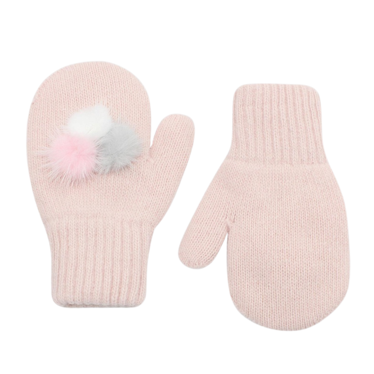 10366 Kids Girls’ Winter Mittens | Ages 2–6 | Double-Layer | With Natural Fur Decoration