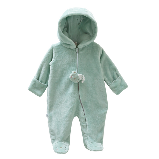 8531 Baby Girl Hooded Romper – Thin Plush Cotton | 0–9 Months | Spring/Fall  Made in Turkey