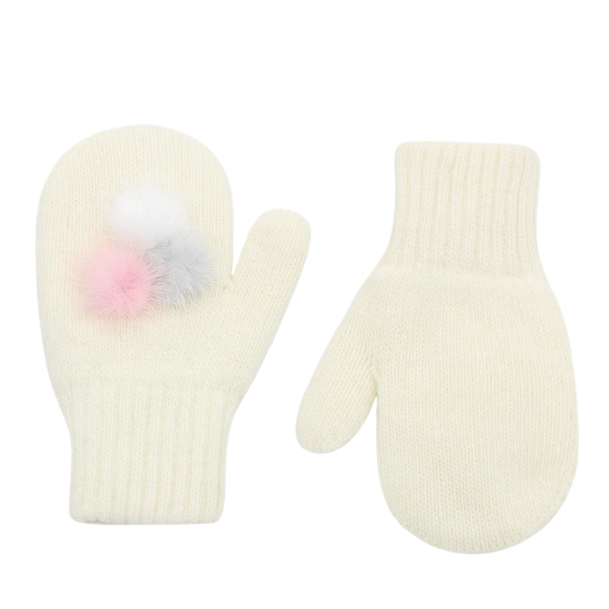10366 Kids Girls’ Winter Mittens | Ages 2–6 | Double-Layer | With Natural Fur Decoration