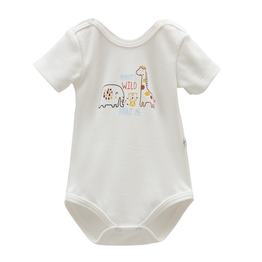 8206 Caramell Baby Boy Bodysuit with Lion Print | Short Sleeves | 100% Cotton | Sizes 0-9 M | Made in Turkey (Copy)