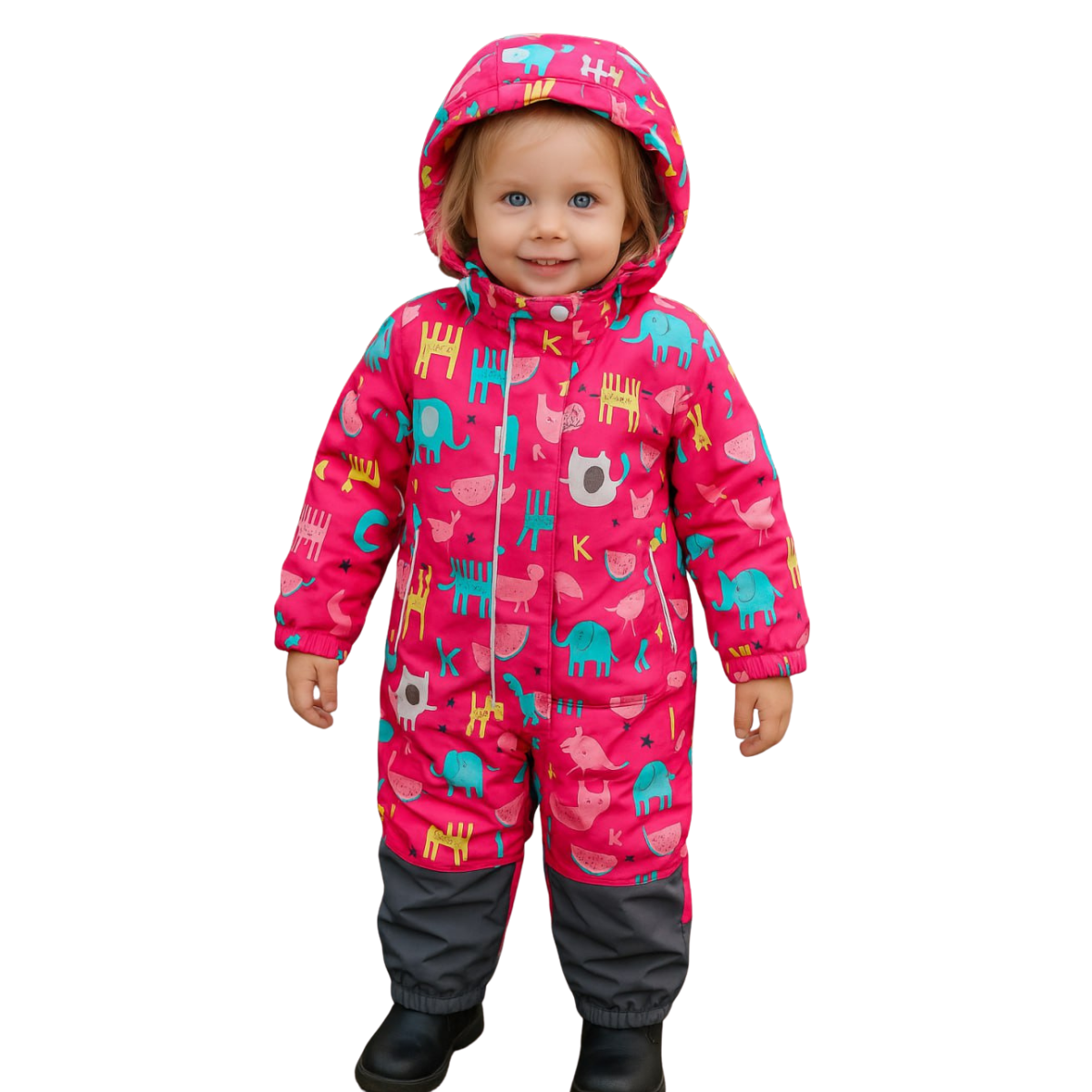 613  Girls’ Mid-Season Membrane Suit – Jacket with Hood and Pants | Waterproof & Windproof | Cotton Lining | Sizes 86–116 (2–6 Years)