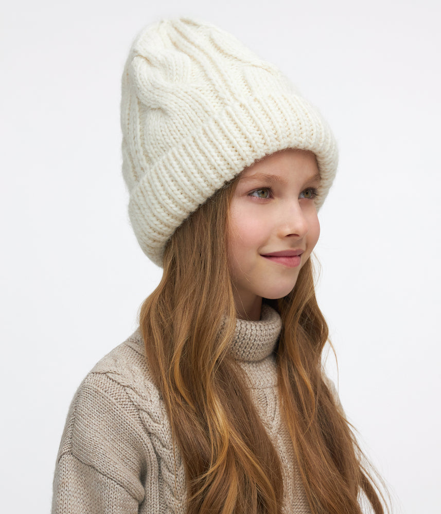 11286 Girls’ Knitted Winter Hat | Size 54–56 cm | Ages 6–12 | 100% Cotton Lining | Baby Alpaca, Wool