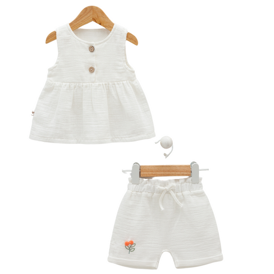 8117 Newborn & Baby Tunic and Shorts Set – 100% Cotton Muslin| 0-12 Months