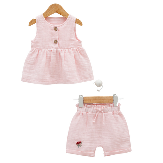 8117 Newborn & Baby Tunic and Shorts Set – 100% Cotton Muslin| 0-12 Months