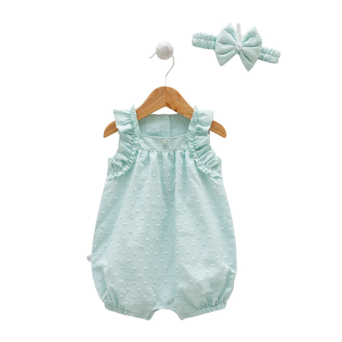 8135 Newborn & Baby Sleeveless and Legless Romper with Matching Headband – 100% Cotton | 0-12 Months