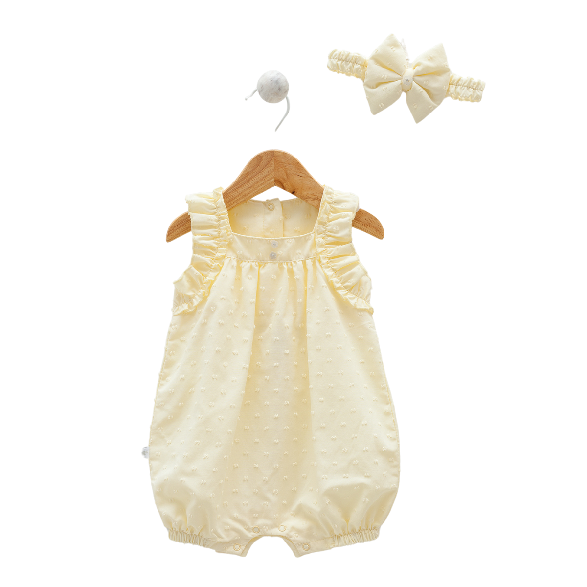 8135 Newborn & Baby Sleeveless and Legless Romper with Matching Headband – 100% Cotton | 0-12 Months