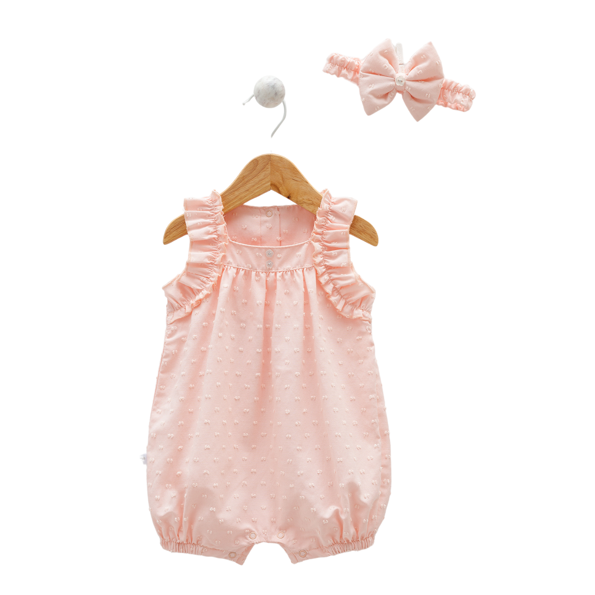 8135 Newborn & Baby Sleeveless and Legless Romper with Matching Headband – 100% Cotton | 0-12 Months